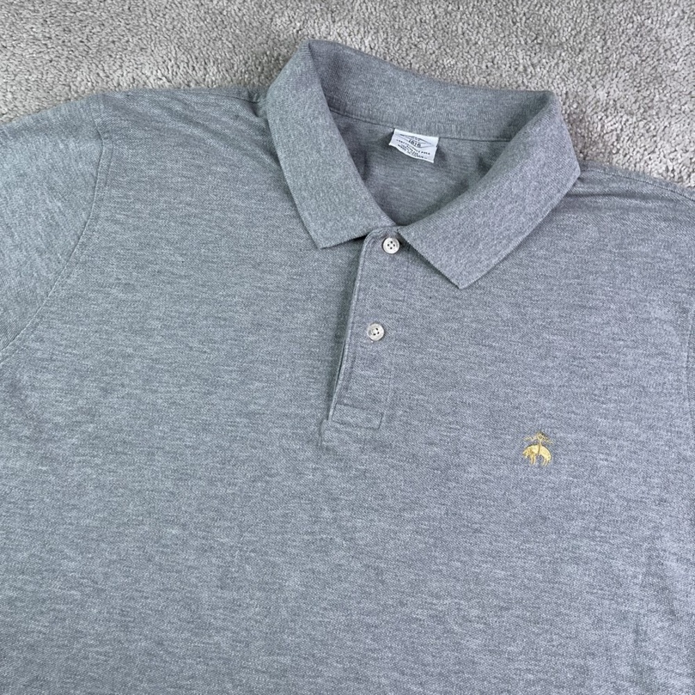 Brooks Brothers Polo Shirt Mens 2XL XXL Gray Slim Fit Performance Preppy Golf
